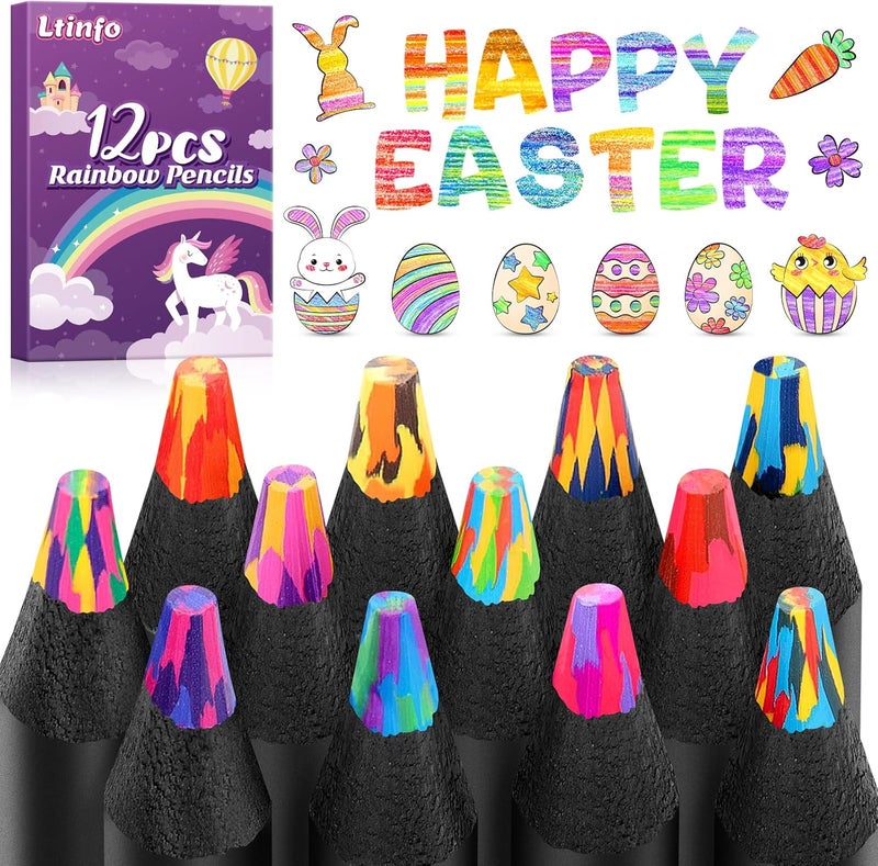 LTINFO Valentines Day Gifts for Kids, Easter Basket Essentials, 12 Rainbow Colored Pencils, Art Supplies, Teen Girl Gifts Trendy Stuff, Arts and Crafts for Kid Ages 8-12 - Image 1